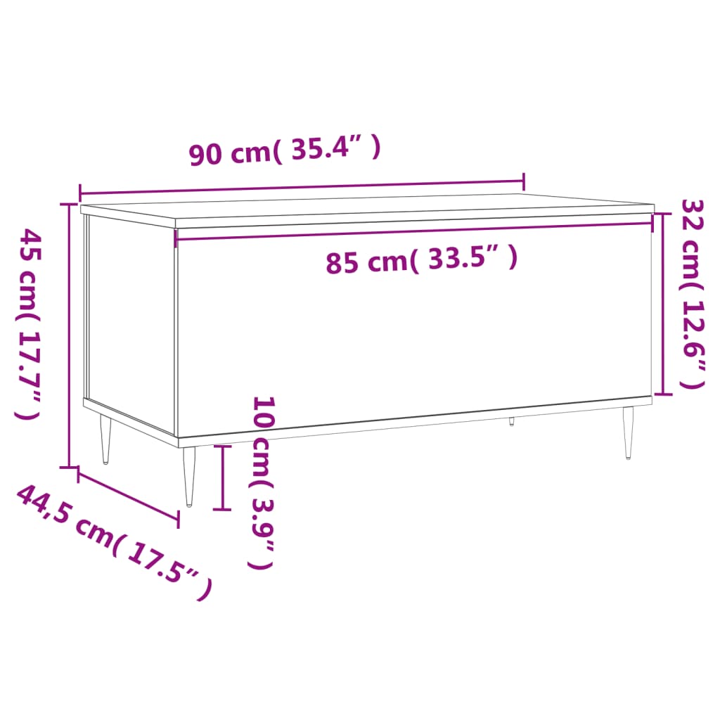 Coffee Table Concrete Grey 90x44.5x45 cm Engineered Wood