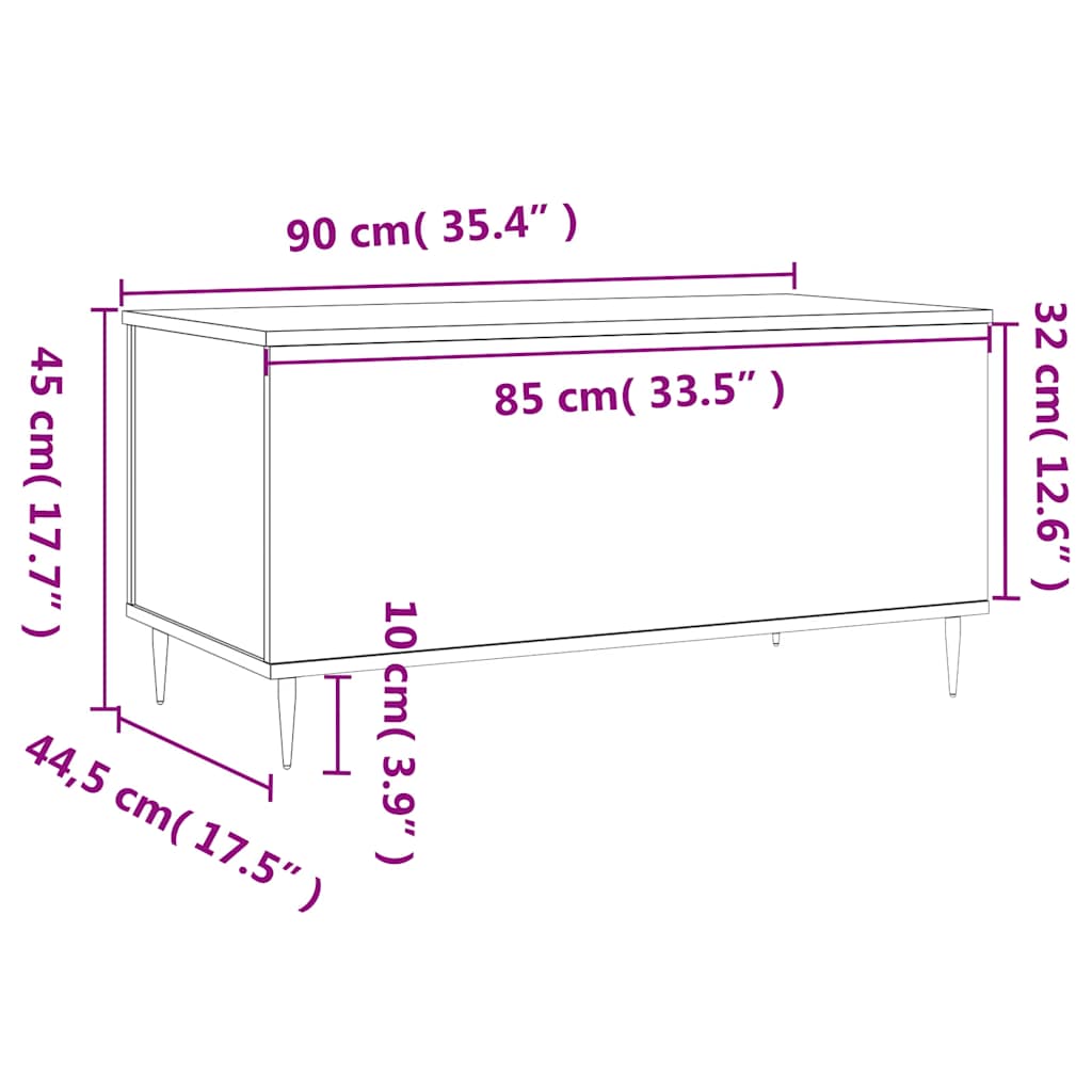 Coffee Table Brown Oak 90x44.5x45 cm Engineered Wood