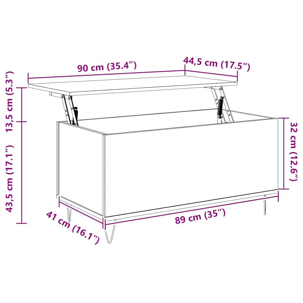 Coffee Table Sonoma Oak 90x44.5x45 cm Engineered Wood