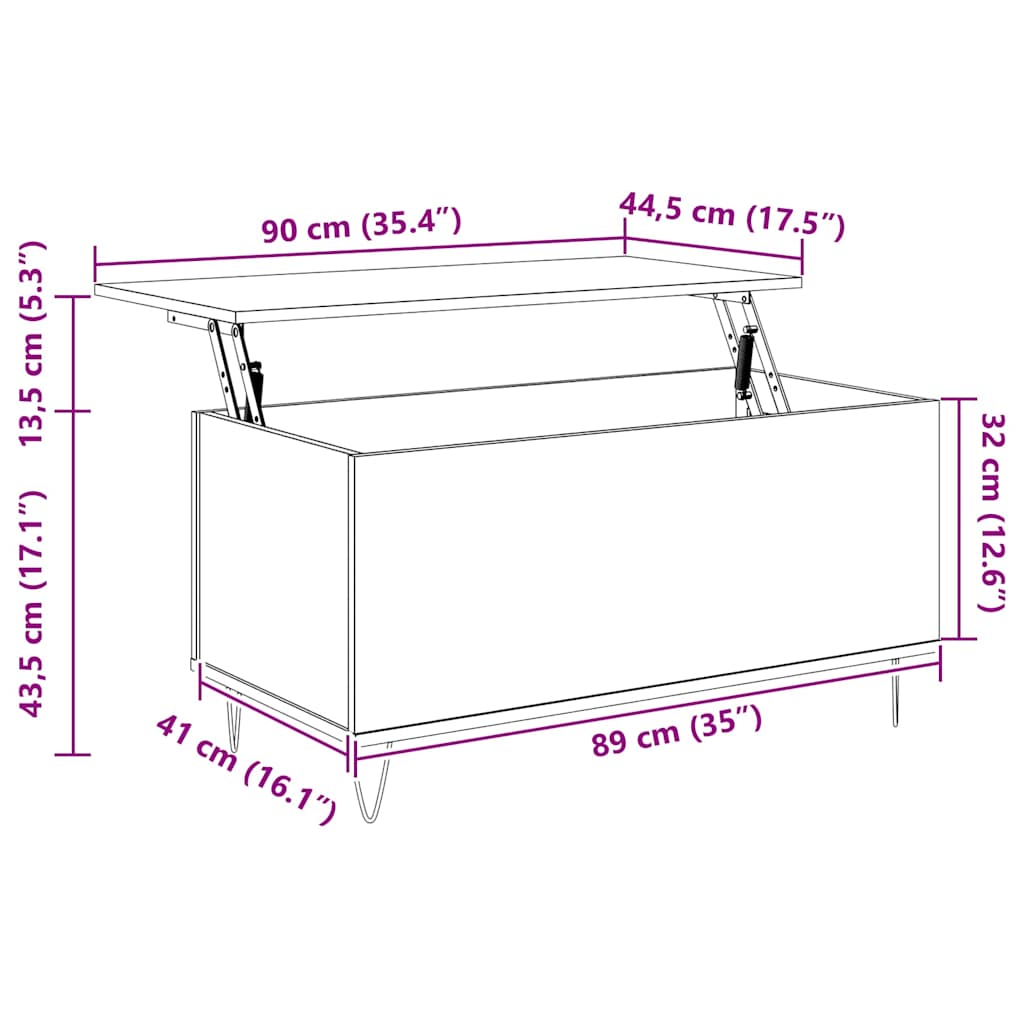 Coffee Table Grey Sonoma 90x44.5x45 cm Engineered Wood