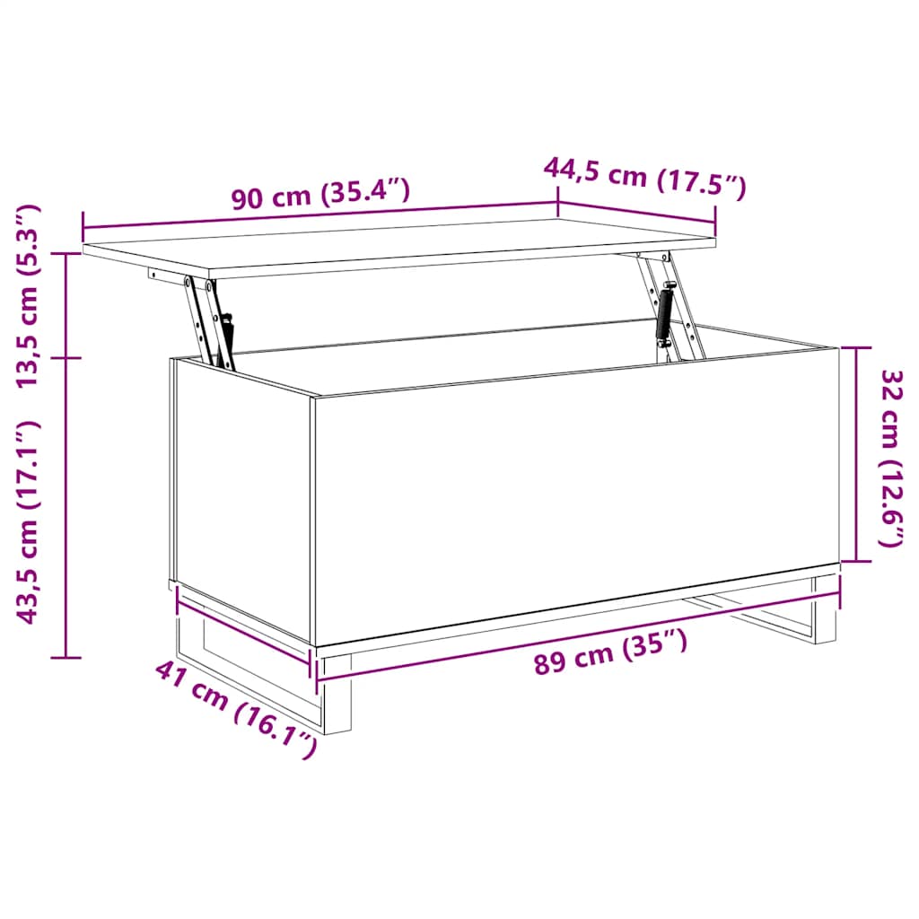 Coffee Table Sonoma Oak 90x44.5x45 cm Engineered Wood