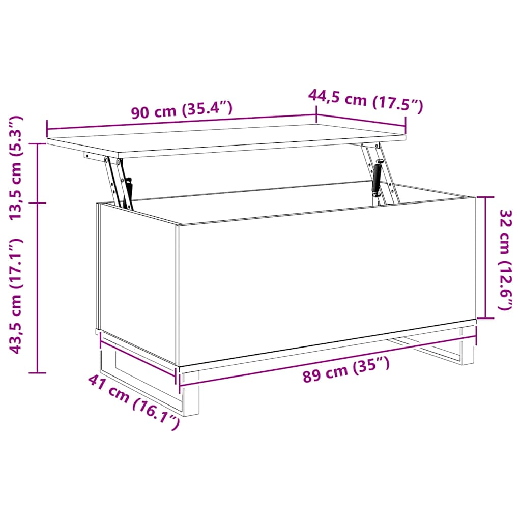 Coffee Table | Concrete Grey | Engineered Wood, Metal | 90x45x44.5 cm
