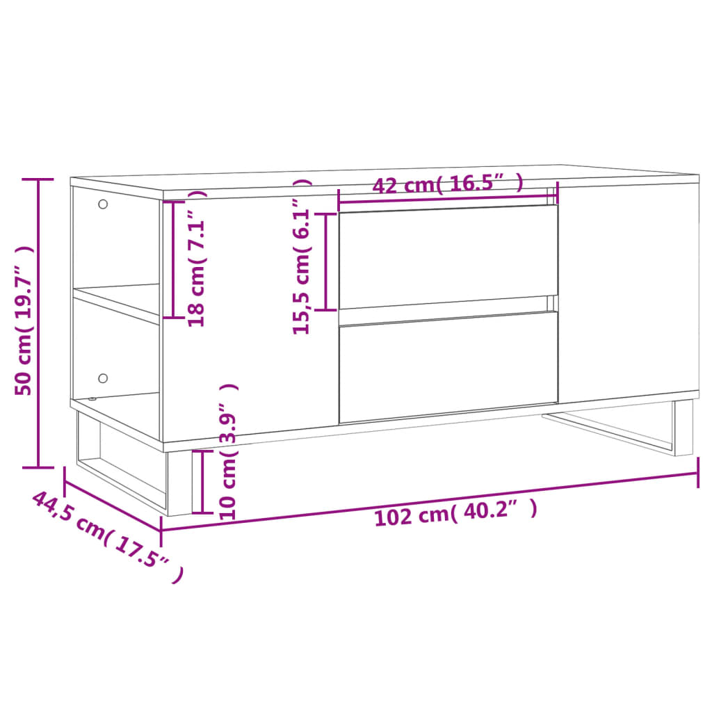 Coffee Table Sonoma Oak 102x44.5x50 cm Engineered Wood