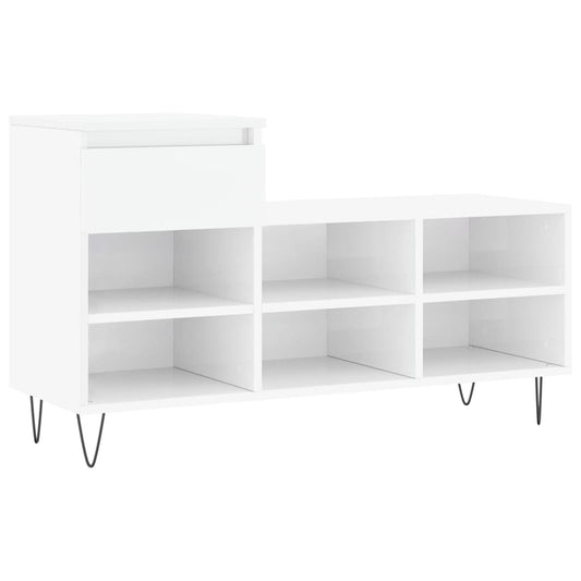 Shoe Cabinet High Gloss White 102x36x60 cm Engineered Wood