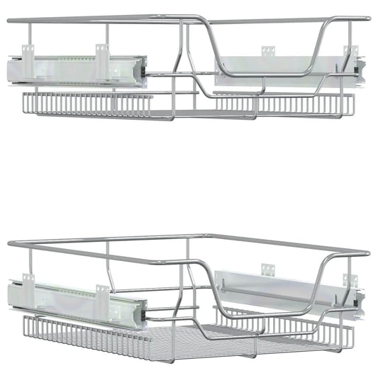 Pull-Out Wire Baskets 2 pcs Silver 45 cm