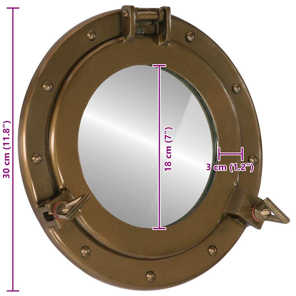 Porthole Mirror Wall Hanging Ø30 cm Aluminium and Glass