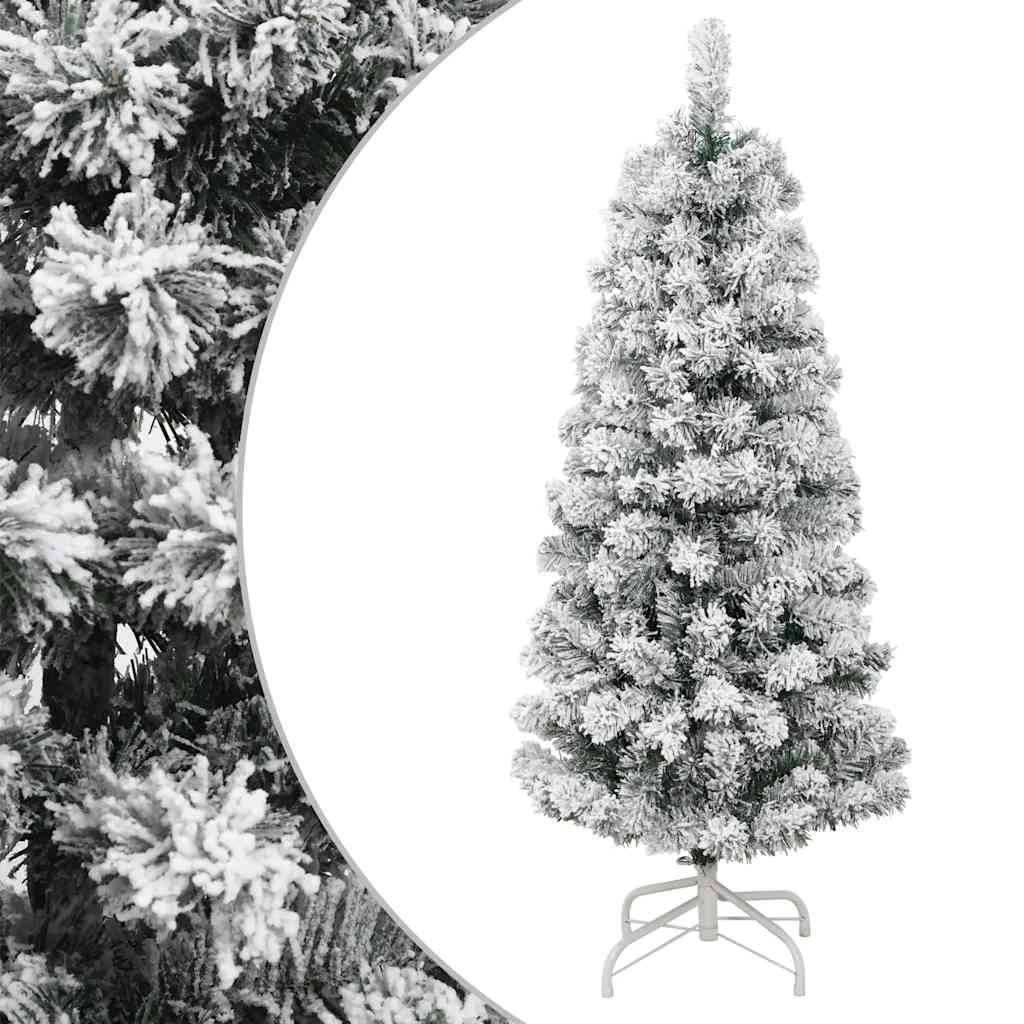 Artificial Hinged Christmas Tree Green and White PVC, Iron 59 in