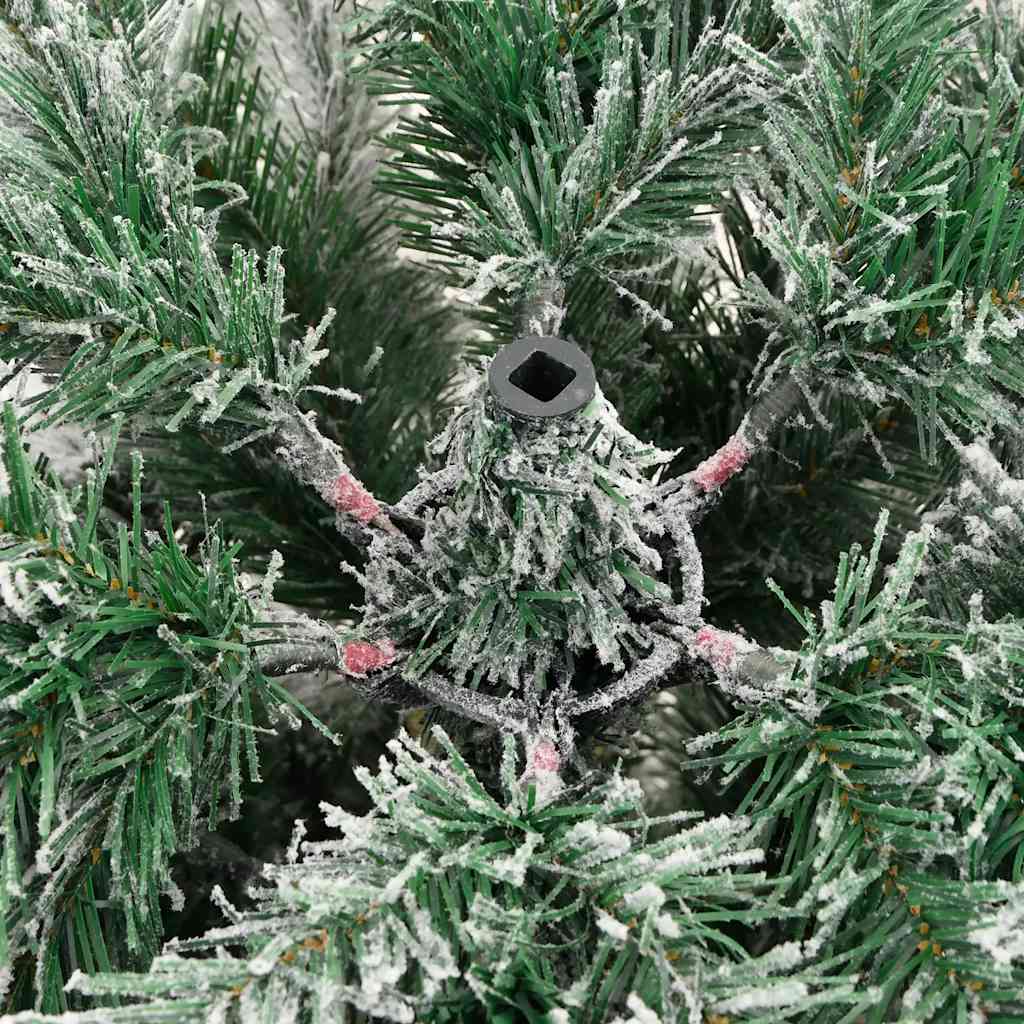 Artificial Hinged Christmas Tree Green and White PVC, Iron 59 in