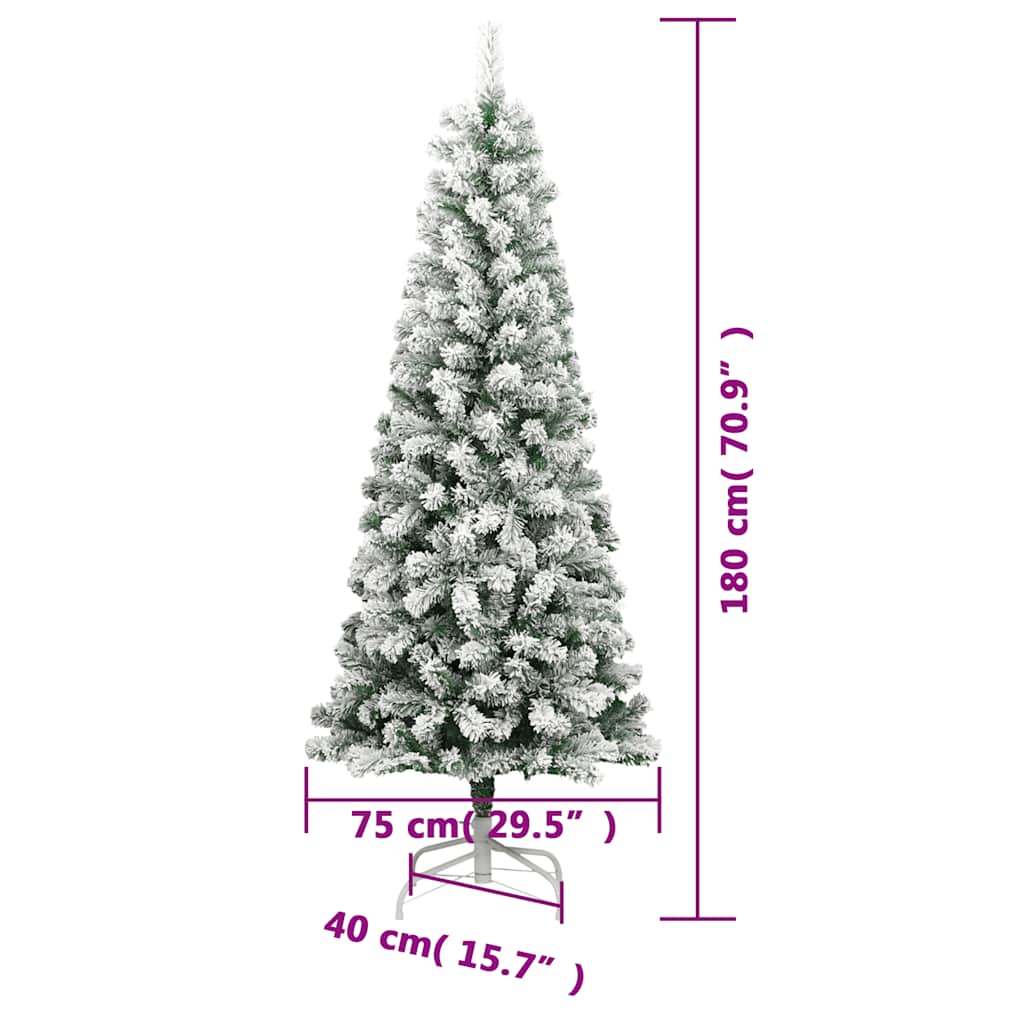 Artificial Hinged Christmas Tree Green and white PVC and iron Large
