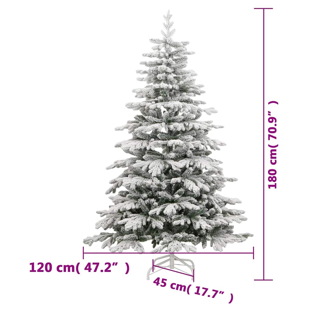 5.9 ft Artificial Hinged Christmas Tree Green and White PVC, PE, Iron