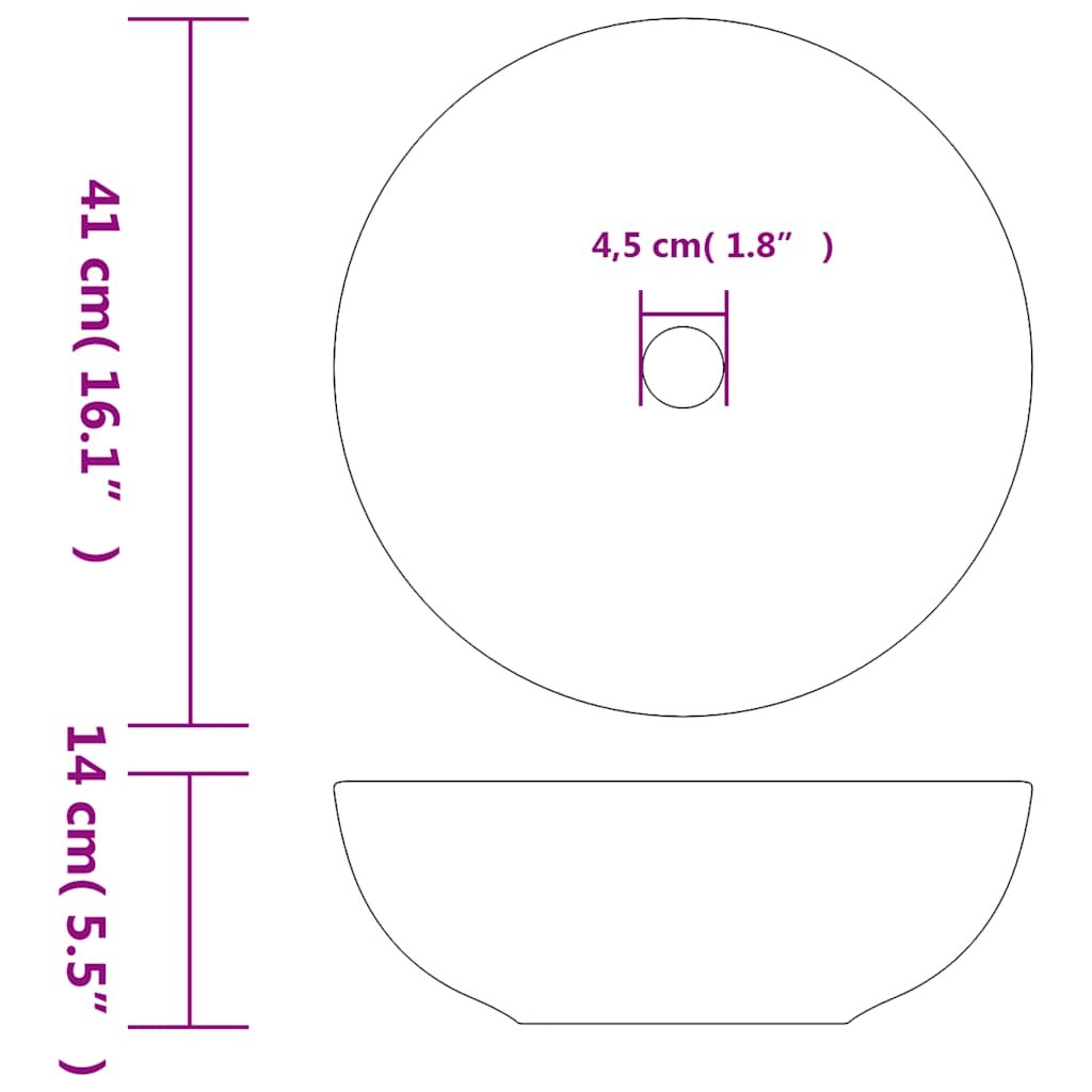 Countertop Basin Black and Blue Round Φ41x14 cm Ceramic