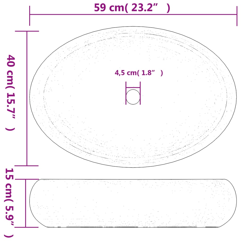 Countertop Basin Grey and Blue Oval 59x40x15 cm Ceramic