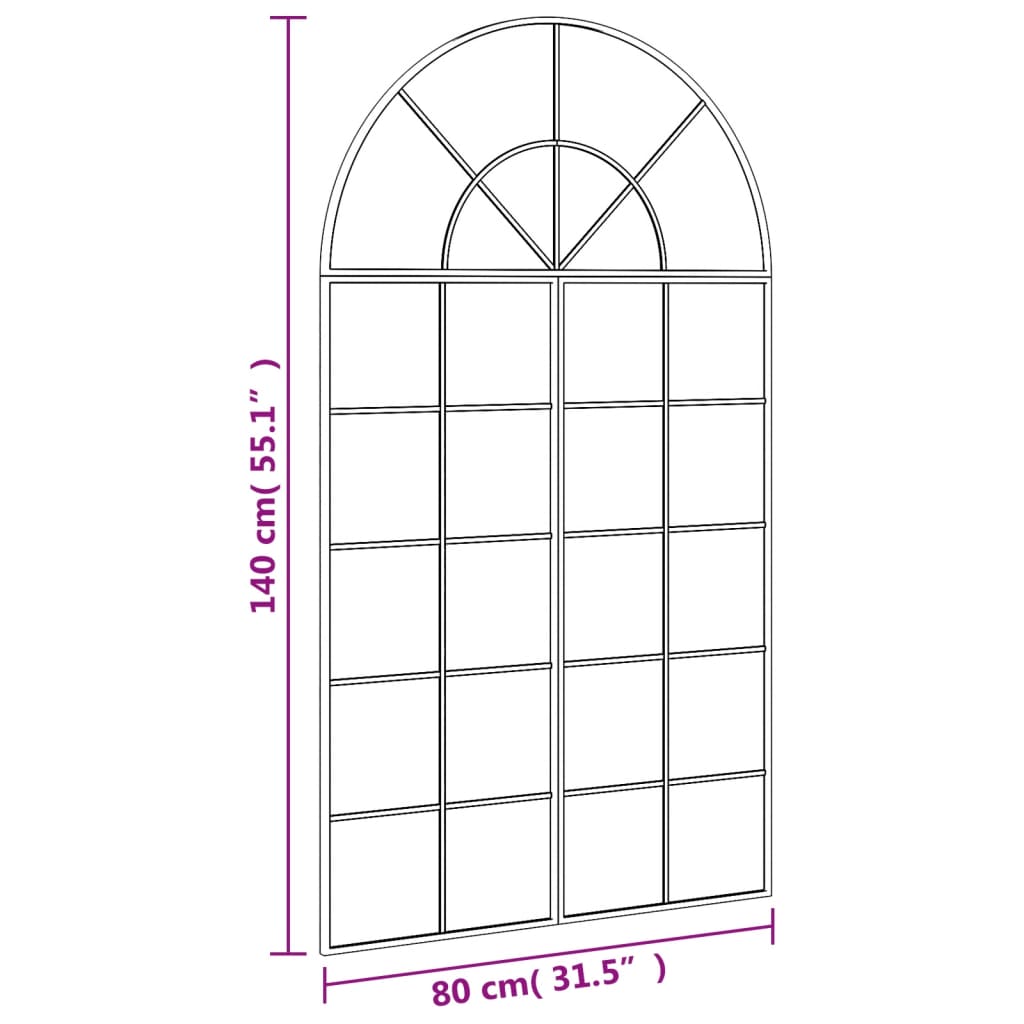 Wall Mirror Black 31.5"x55.1" Arch Iron