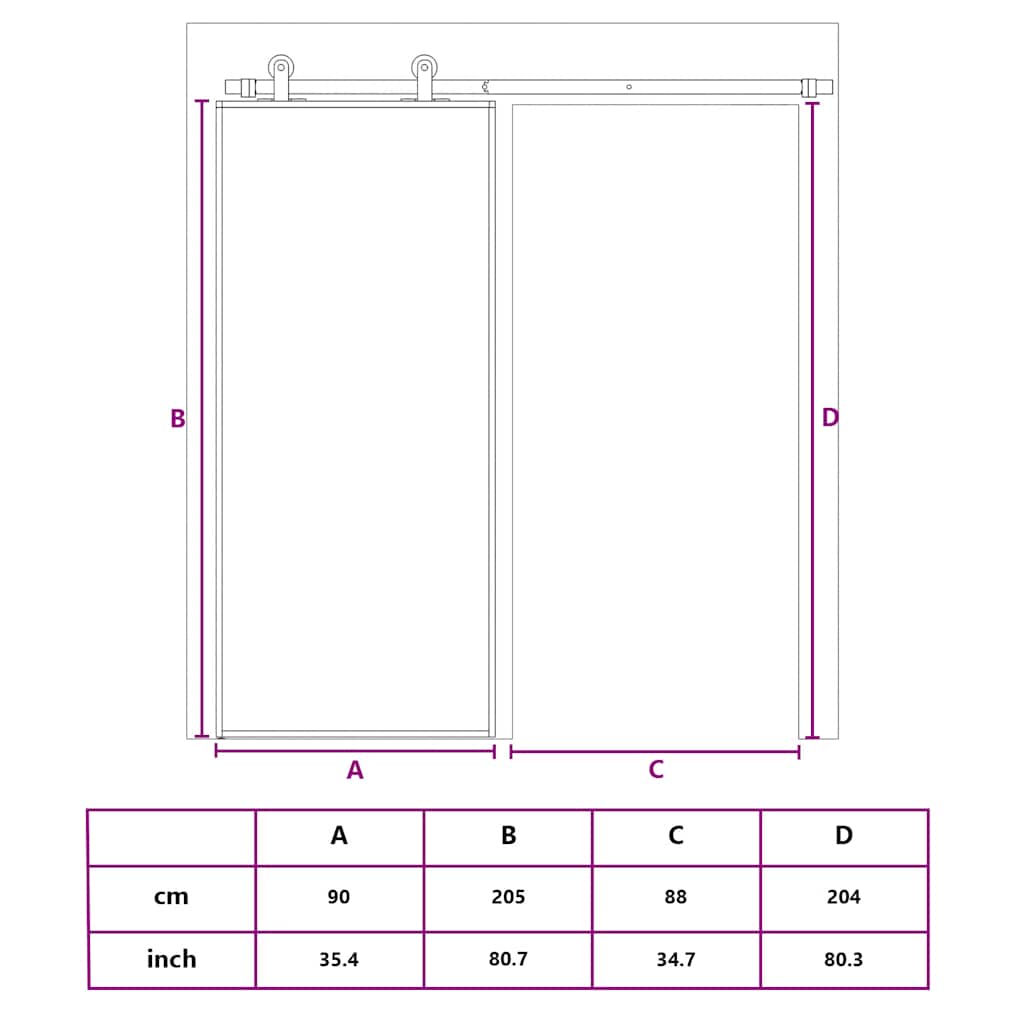 Sliding Door Gold 90x205 cm Frosted ESG Glass and Aluminium