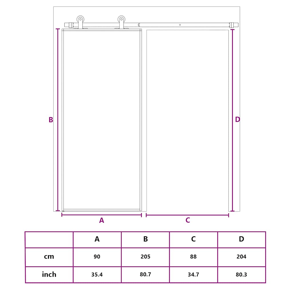 Sliding Door Gold 90x205 cm Frosted ESG Glass and Aluminium