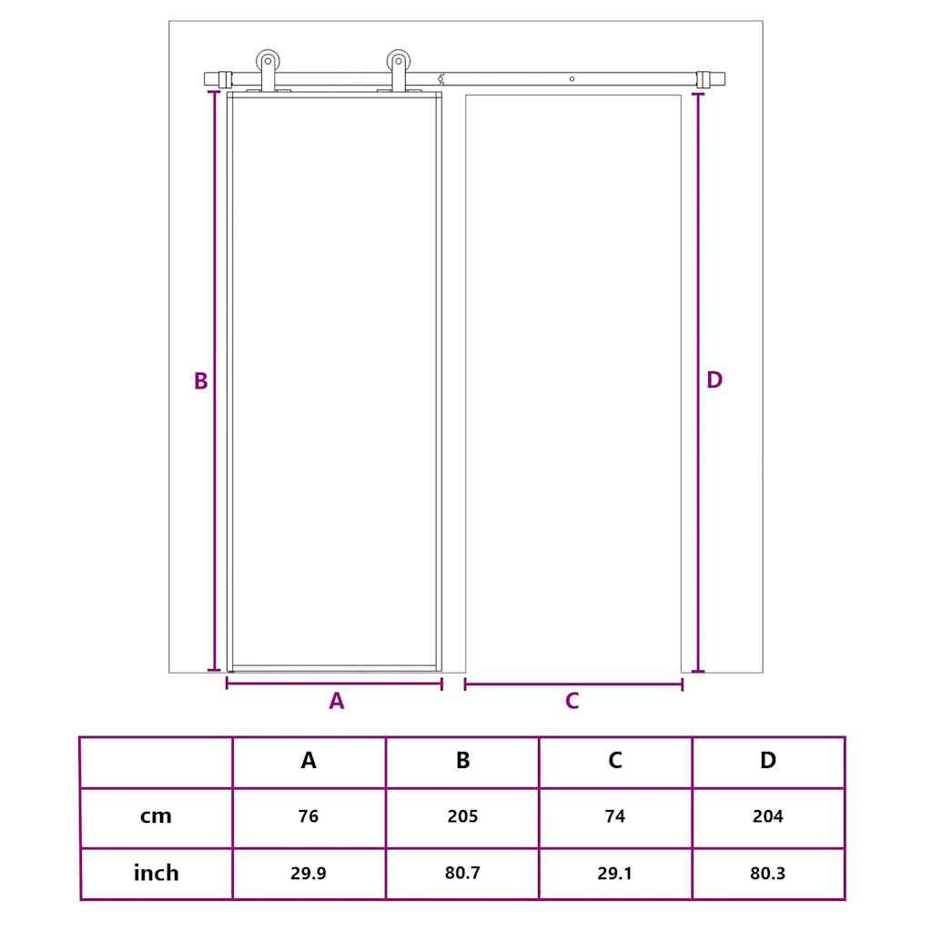Sliding Door Gold 76x205 cm Clear ESG Glass and Aluminium