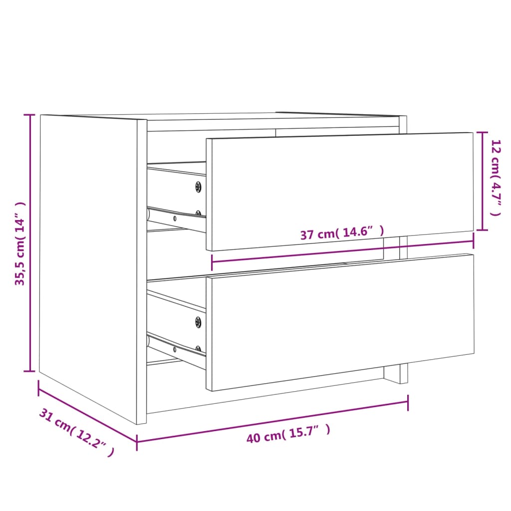 Bedside Cabinet 40x31x35,5 cm Solid Wood Pine