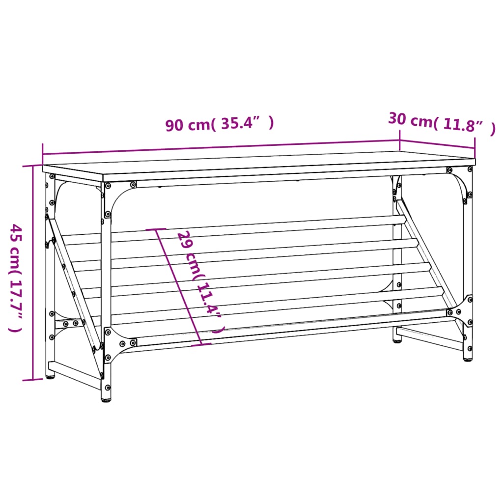 Shoe Rack Smoked Oak 90x30x45 cm Engineered Wood