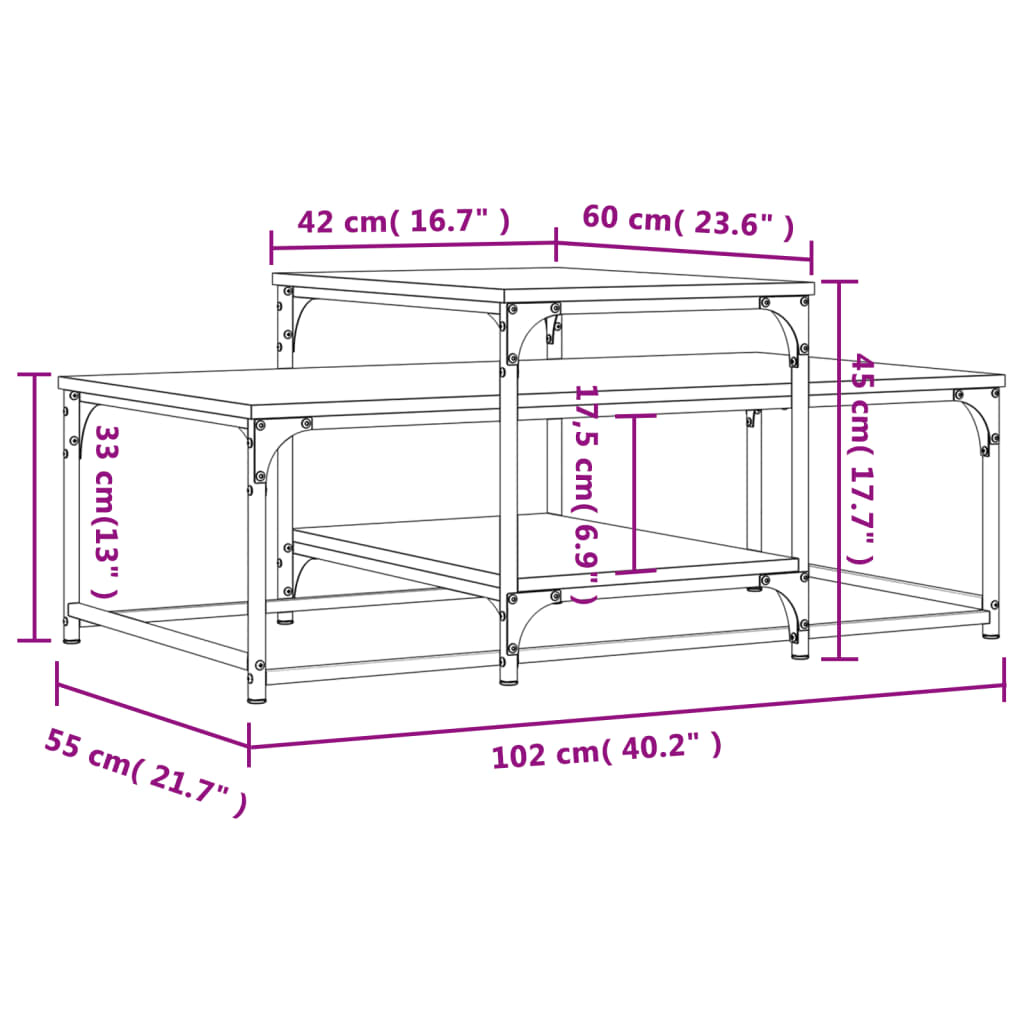 Coffee Table Grey Sonoma 102x60x45 cm Engineered Wood