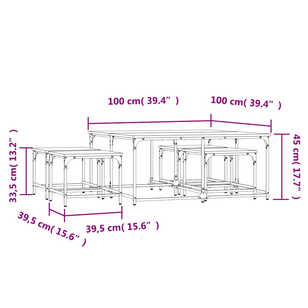 Nesting Coffee Tables 5 pcs Black Engineered Wood