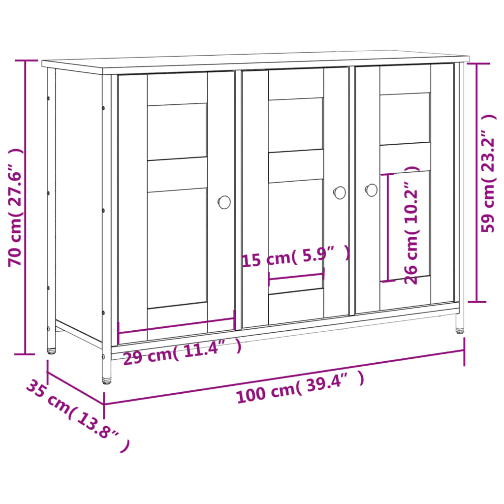 Sideboard Grey Sonoma 100x35x70 cm Engineered Wood