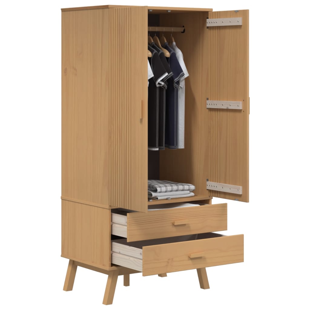 Wardrobe "OLDEN" Brown 76,5x53x172 cm Solid Wood Pine