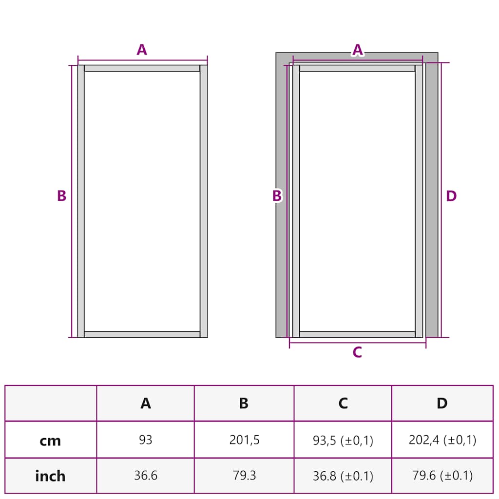 Interior Door Slim Golden 93x201,5 cm Tempered Glass and Aluminium