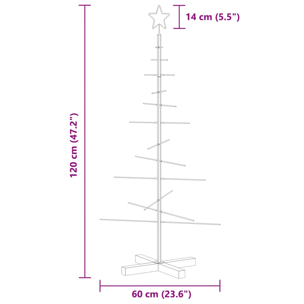 Metal Christmas Tree | Black | Powder-coated steel, solid pine wood