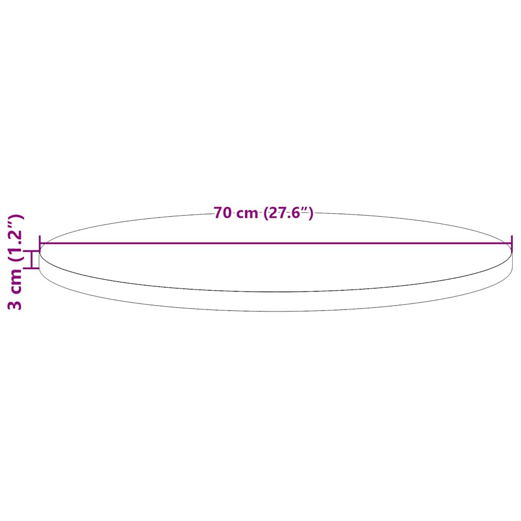 Table Top Round Ø70x3 cm Solid Wood Pine