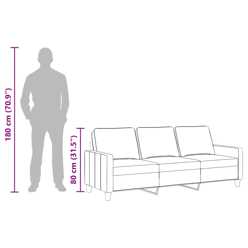 3-Seater Sofa Dark Gray 70.9" Fabric