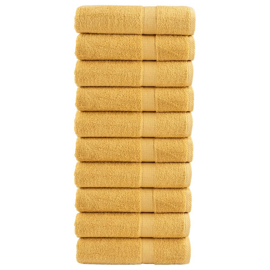 Premium Hand Towels "SOLUND" 10 pcs Gold 50x100 cm 600 gsm