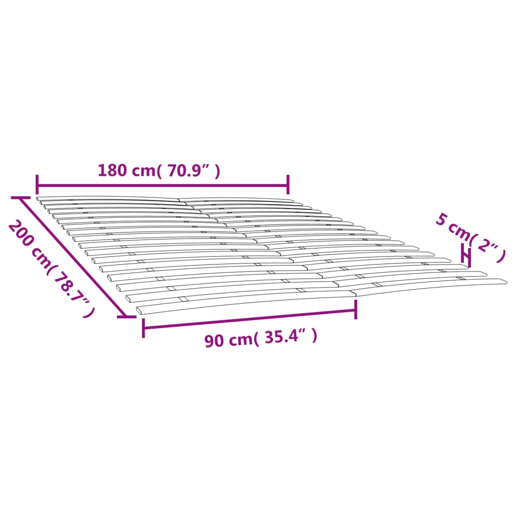 Bed Slats Replacements with 34 Slats 2 pcs 90x200 cm
