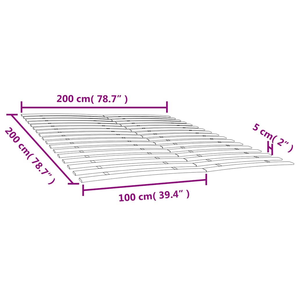 Bed Slats Replacements with 34 Slats 2 pcs 100x200 cm