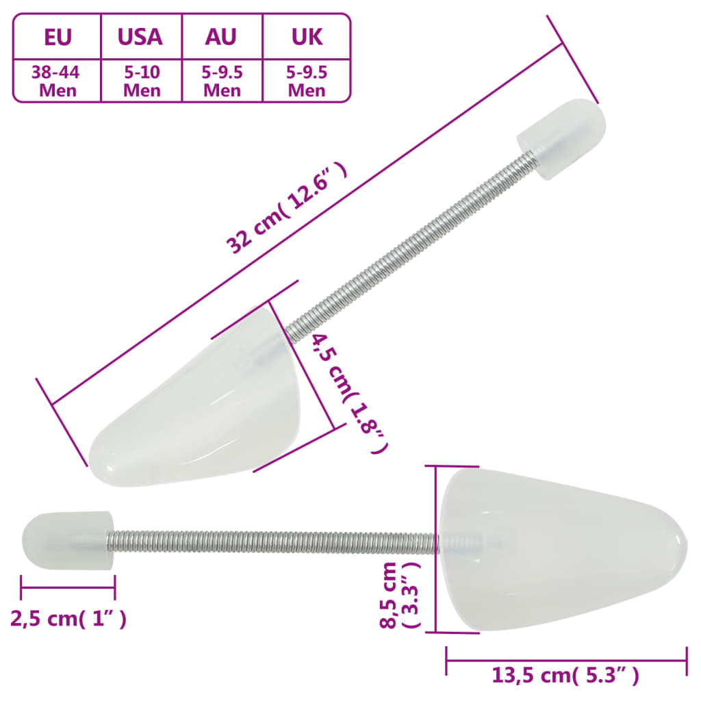 Shoe Trees 5 Pairs White EU 38-44 Plastic