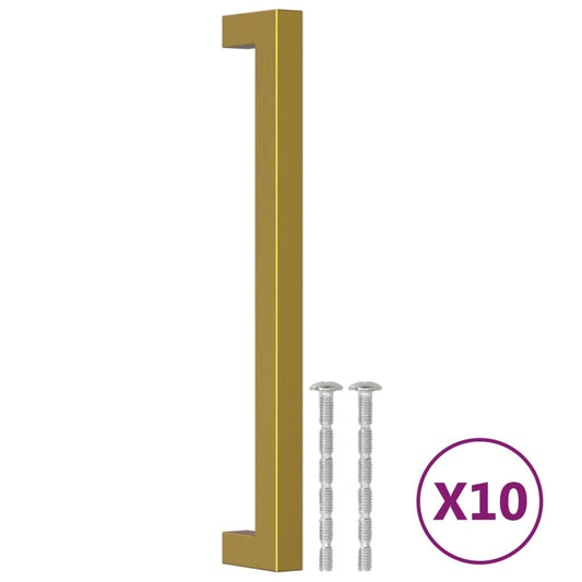 Cabinet Handles 10 pcs Gold 192 mm Stainless Steel