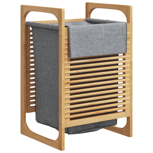 Laundry Basket with Grey Bag 32x30x36.5 cm Bamboo