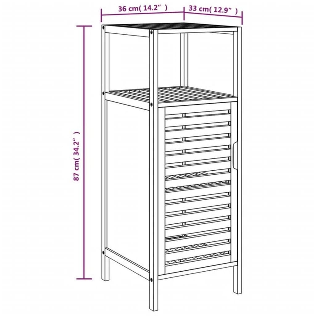 Bathroom Cabinet with Shelf 36x33x87 cm Bamboo