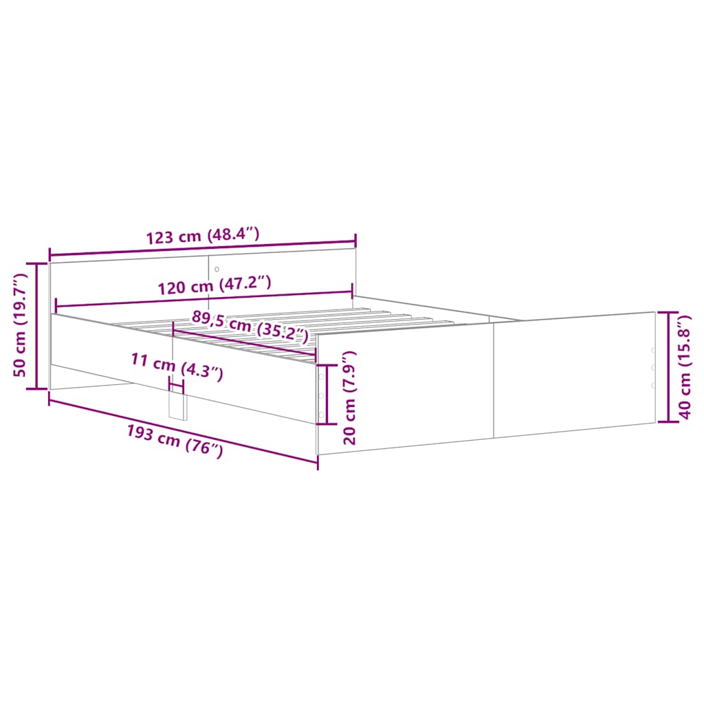 Bed Frame without Mattress White 120x190 cm