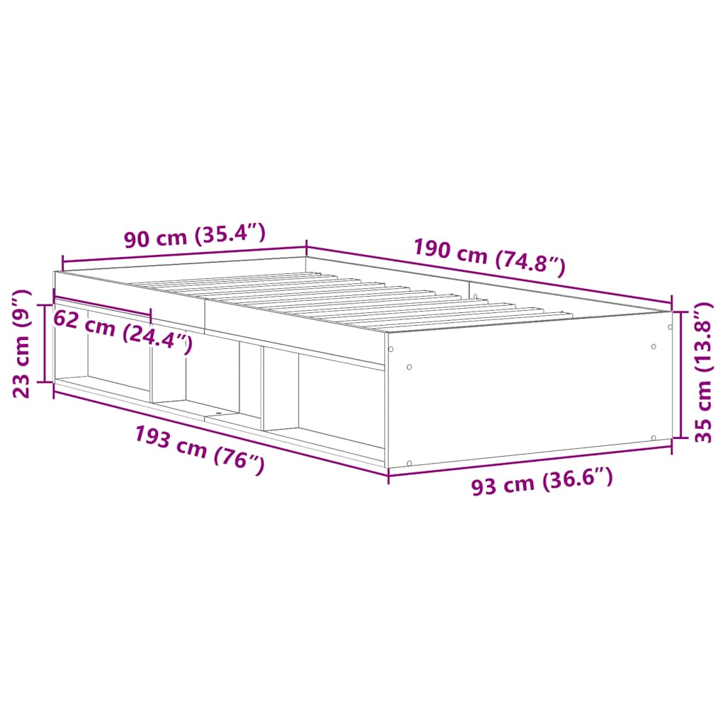 Bed Frame without Mattress White 90x190 cm Single