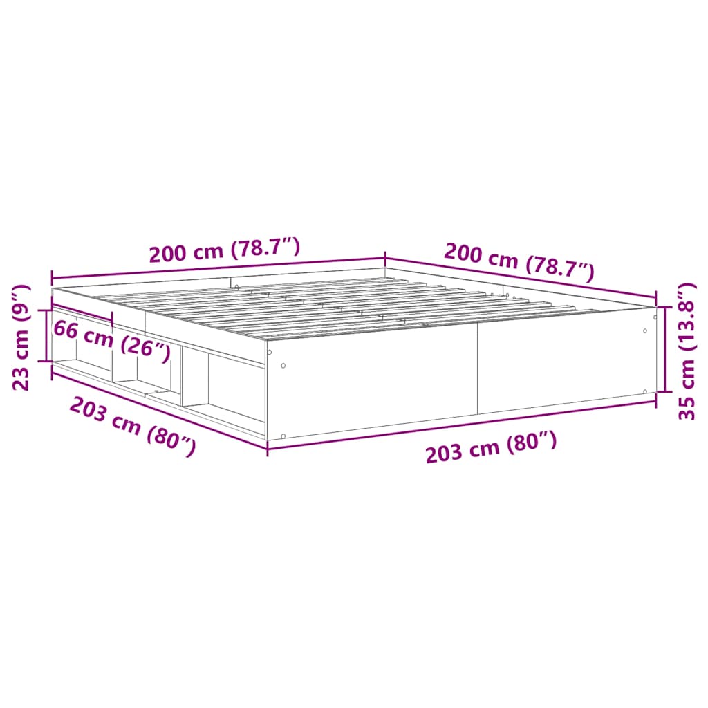 Bed Frame without Mattress Black 200x200 cm
