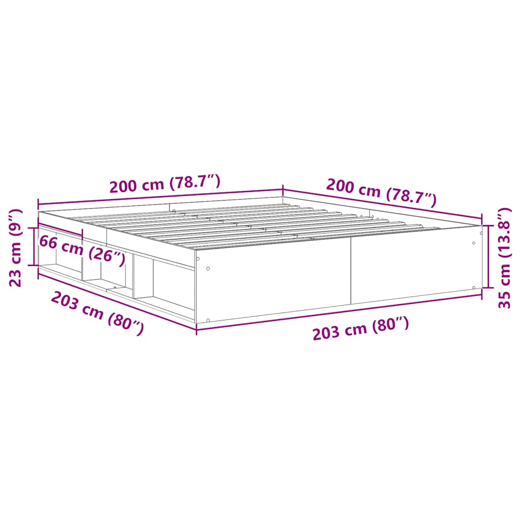Bed Frame without Mattress Sonoma Oak 200x200 cm