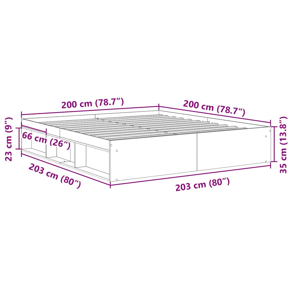 Bed Frame without Mattress Smoked Oak 200x200 cm