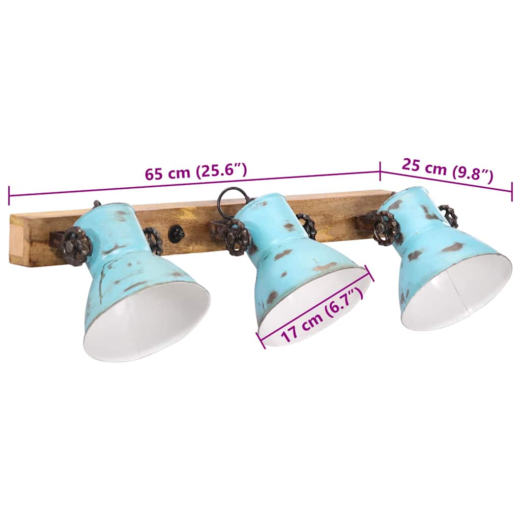 Wall Lamp 25 W Distressed Blue 65x25 cm E27