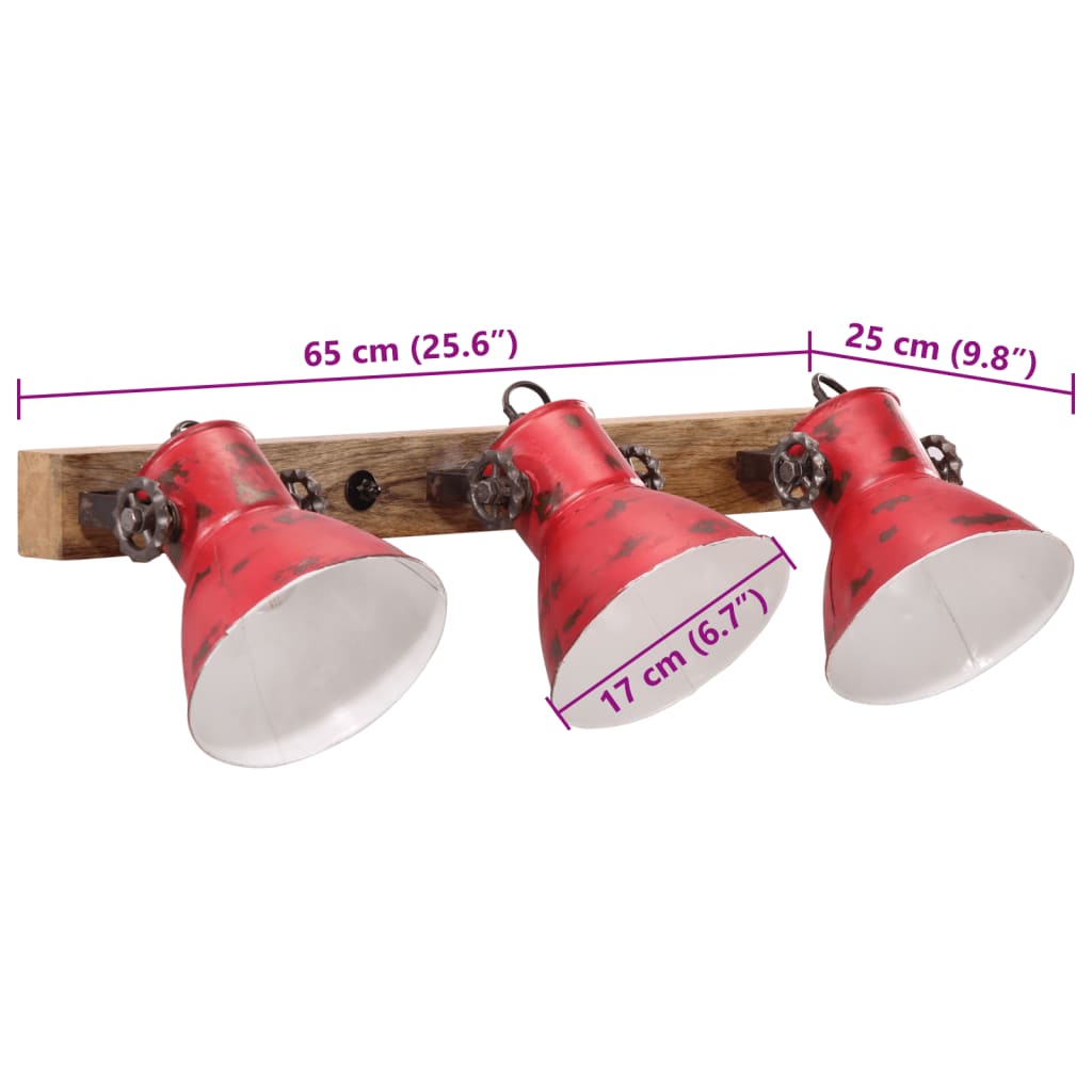 Wall Lamp 25 W Distressed Red 65x25 cm E27