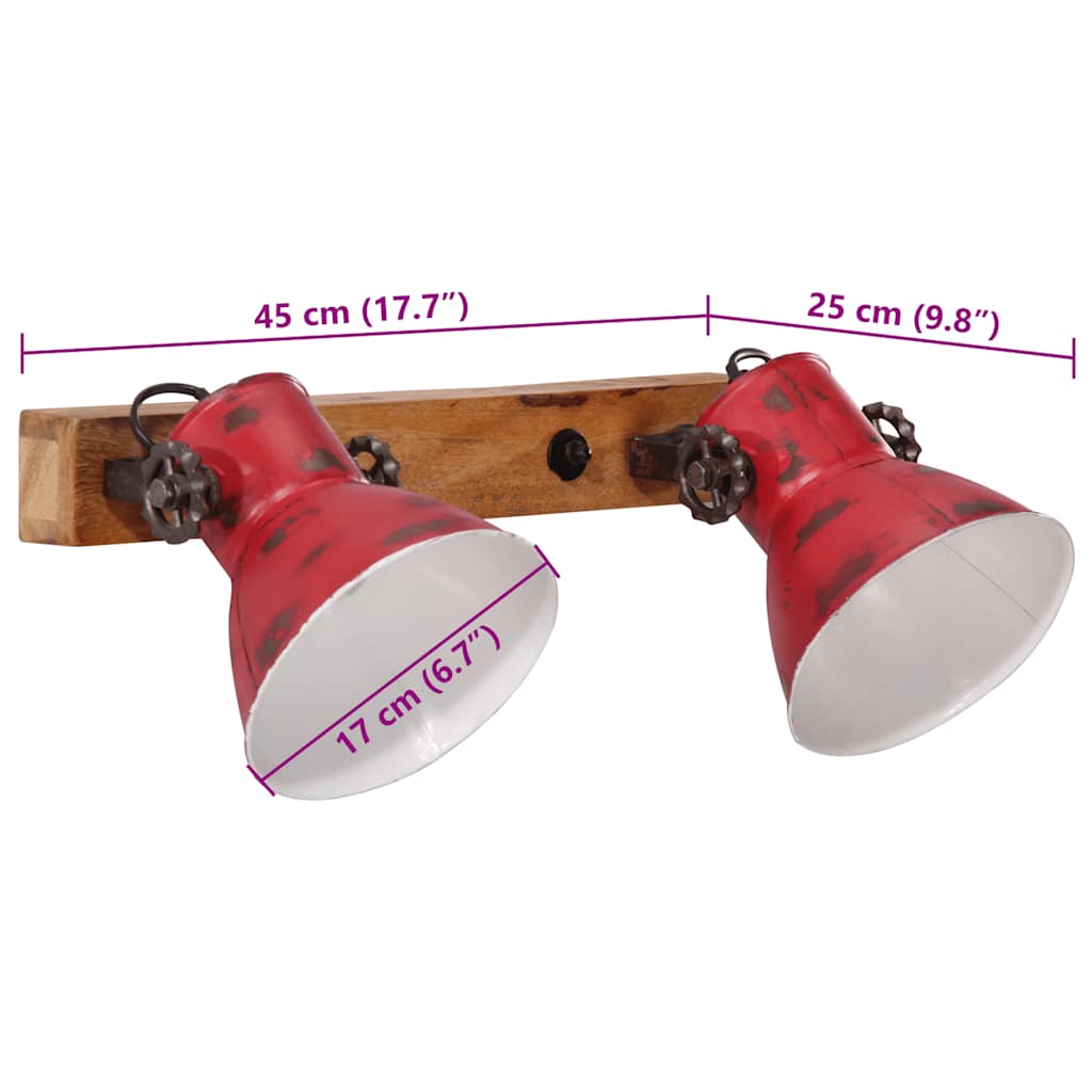 Wall Lamp 25 W Distressed Red 45x25 cm E27