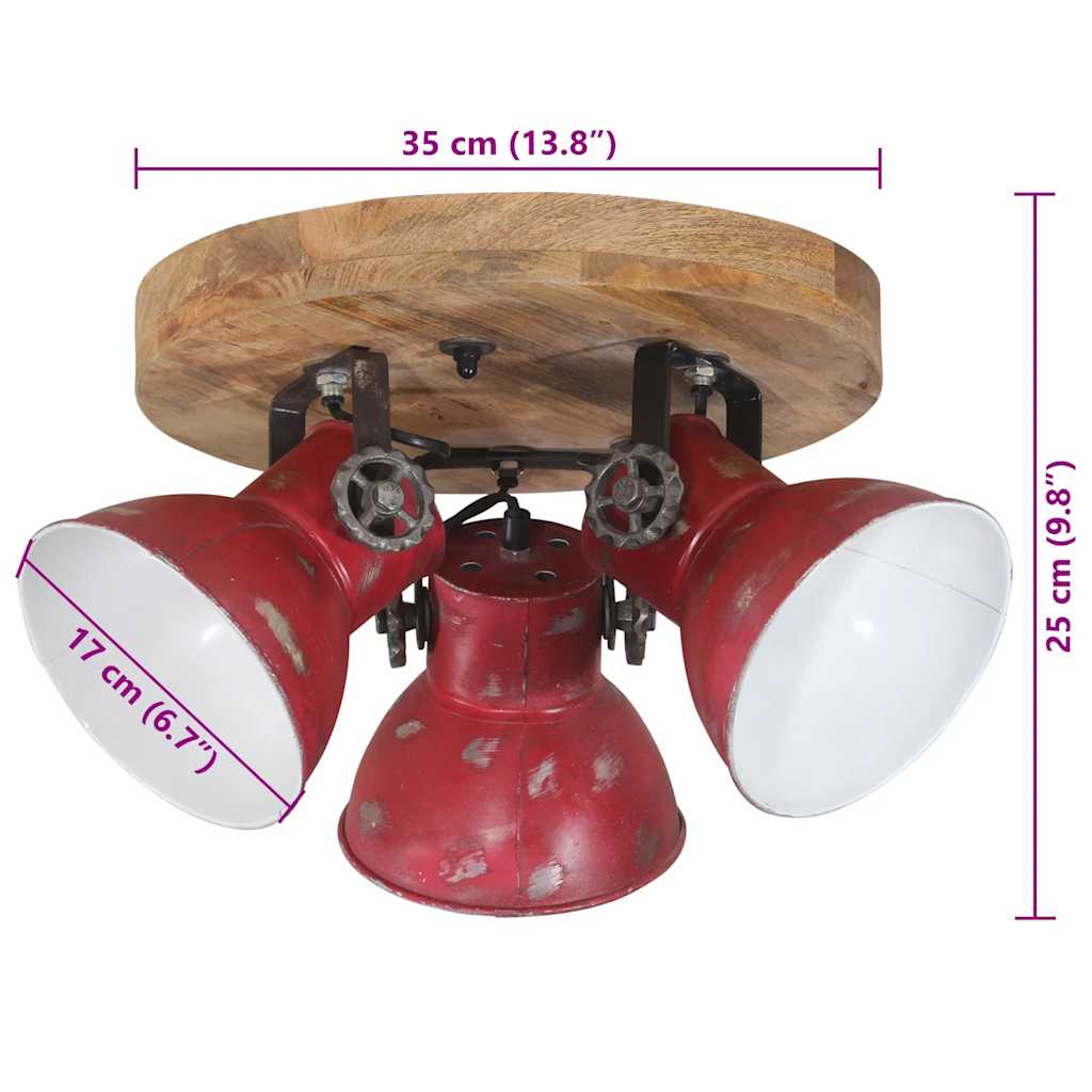 Ceiling Lamp 25 W Distressed Red 35x35x25 cm E27