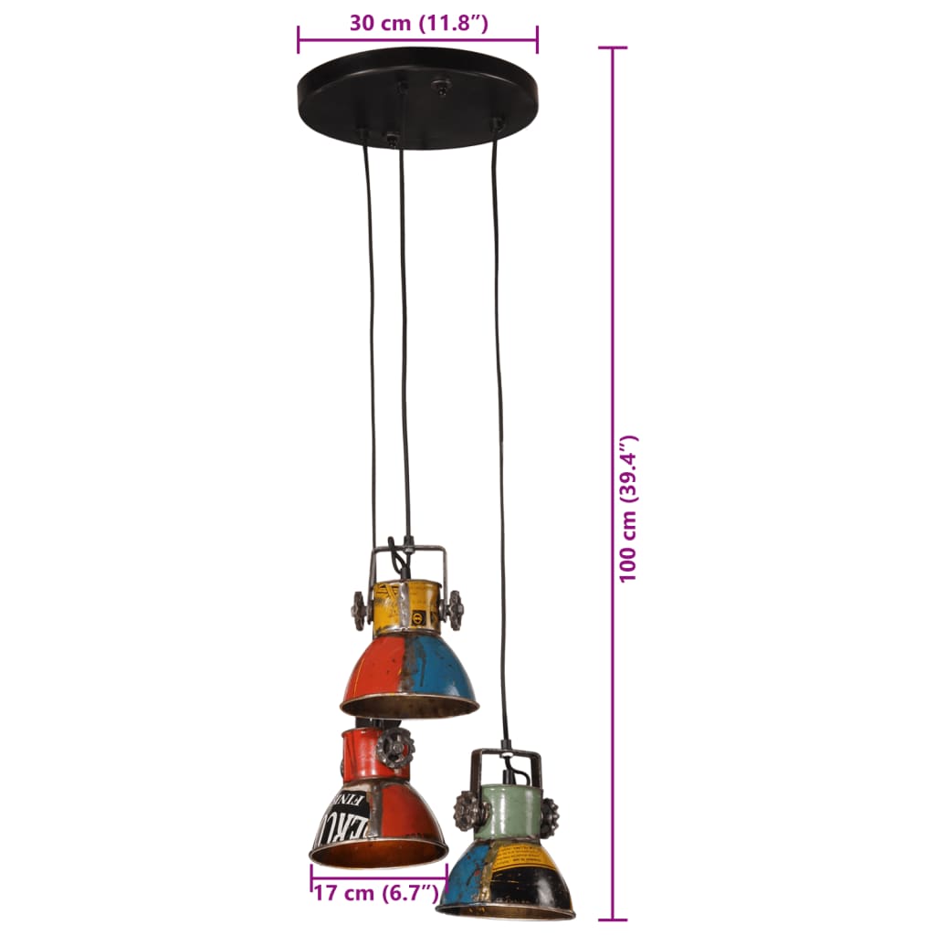 Hanging Lamp 25 W Multicolour 30x30x100 cm E27