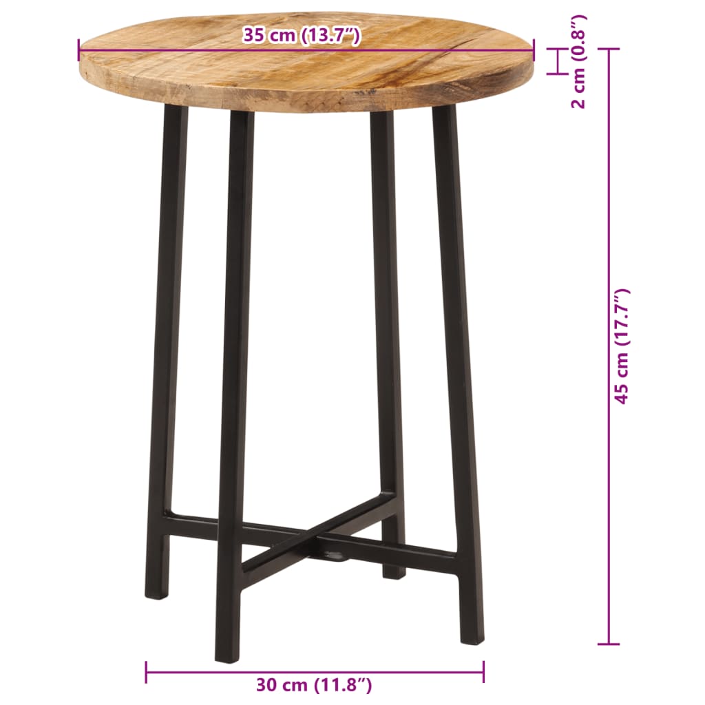 Coffee Table 35x35x45 cm Solid Wood Mango and Iron