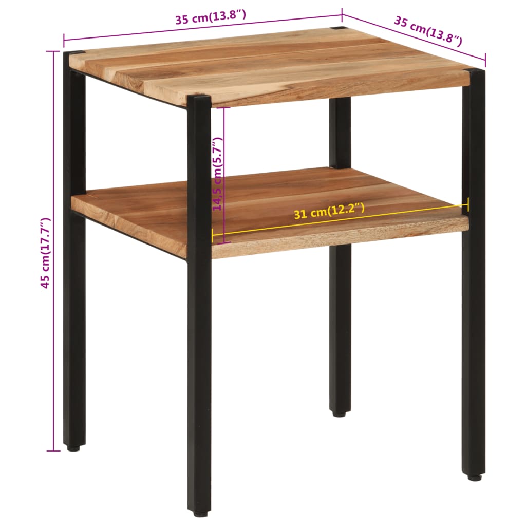 Side Table 35x35x45 cm Solid Wood Acacia and Iron