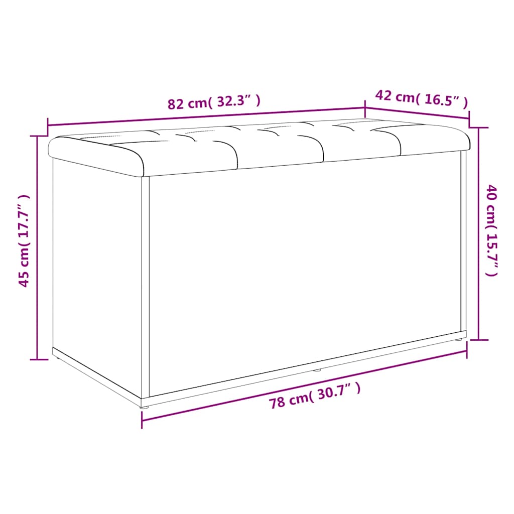 Storage Bench Sonoma Oak 82x42x45 cm Engineered Wood